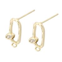 Brass Earring Drop Component, gold color plated, DIY & with rhinestone & hollow, golden 1mm 