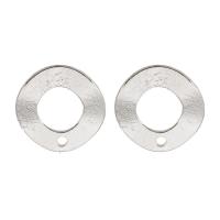Brass Earring Drop Component, Donut, silver color plated, for woman & hollow, silver color 1mm 