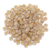 Perles acryliques plaquée, Acrylique, Plat rond, modèle mixte & DIY & lumineux, doré Vendu par sac