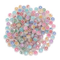 Enamel Acrylic Beads, Flat Round, DIY & luminated, mixed colors 