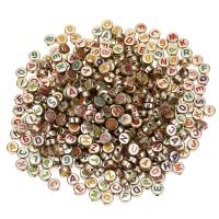 Acrylic Alphabet Beads, Flat Round, plated, DIY & enamel, mixed colors 