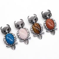 Zinc Alloy Jewelry Brooch, with Gemstone, Owl, silver color plated 
