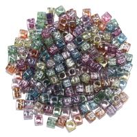 Acryl Alphabet Perlen, Quadrat, DIY & Emaille, gemischte Farben, 6mm, 100PCs/Tasche, verkauft von Tasche
