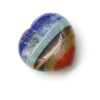 Décoration de pierre perles, pierre gemme, coeur, poli, couleurs mélangées, 30mm, Vendu par PC