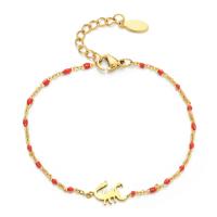 Stainless Steel Charm Bracelet, 304 Stainless Steel, Scorpion, gold color plated, Adjustable & fashion jewelry & for woman & enamel cm 