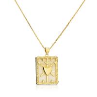 Brass Jewelry Necklace, with Shell, Square, gold color plated, for woman Approx 17.7 Inch 