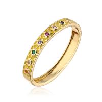 Brass Bangle, gold color plated, micro pave cubic zirconia & for woman & enamel 56mm 