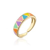 Палец кольцо-латунь, Латунь, плакирован золотом, Регулируемый & Женский & эмаль, Много цветов для выбора, 18mm, продается PC