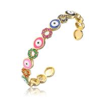 Evil Eye Jewelry Bracelet, Brass, gold color plated, micro pave cubic zirconia & for woman & enamel 58mm 