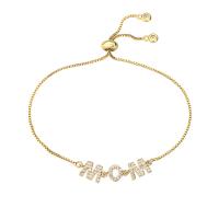 Cubic Zirconia Micro Pave Brass Bracelet, Letter, gold color plated & micro pave cubic zirconia & for woman, 28mm 