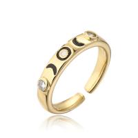 Cubic Zirconia Micro Pave Brass Finger Ring, gold color plated, Adjustable & micro pave cubic zirconia & for woman & enamel 18mm 