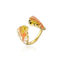 Палец кольцо-латунь, Латунь, плакирован золотом, Регулируемый & разные стили для выбора & Женский & эмаль, разноцветный, 18mm, продается PC