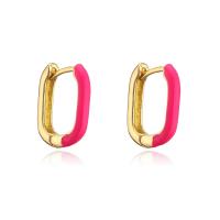 Brass Drop Earring, gold color plated, for woman & enamel 