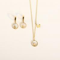 Fashion Stainless Steel Jewelry Sets, 304 Stainless Steel, with White Shell, Butterfly, Vacuum Ion Plating & for woman, gold 