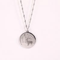 Stainless Steel Jewelry Necklace, 304 Stainless Steel, with 1.96inch extender chain, Flat Round, Unisex 25mm Approx 15.7 Inch 