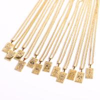 Stainless Steel Jewelry Necklace, 304 Stainless Steel, with 1.96inch extender chain, 12 Signs of the Zodiac, Vacuum Ion Plating, Unisex gold Approx 17.7 Inch 
