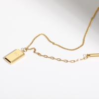 Stainless Steel Jewelry Necklace, 304 Stainless Steel, with 2.36inch extender chain, Rectangle, Vacuum Ion Plating, Unisex & with letter pattern, gold Approx 16.1 Inch 
