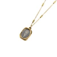Stainless Steel Jewelry Necklace, 304 Stainless Steel, with 1.96inch extender chain, Vacuum Ion Plating, Unisex & with flower pattern, gold Approx 17.7 Inch 