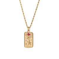 Stainless Steel Jewelry Necklace, 304 Stainless Steel, with 1.96inch extender chain, Rectangle, Vacuum Ion Plating, French Rope Chain & Unisex & with rhinestone, gold, 22.3mm Approx 15.7 Inch 