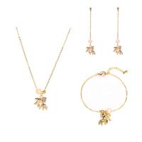 Brass Freshwater Pearl Jewelry Sets, with Freshwater Pearl, real gold plated & for woman 