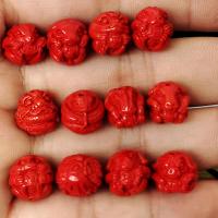 Cinnabar Beads, Chinese Zodiac  vermeil, 12mm 