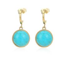 Turquoise Drop Earring, Titanium Steel, with turquoise, gold color plated, for woman 