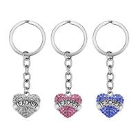 Stainless Steel Key Clasp, 304 Stainless Steel, plated, with rhinestone 