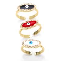Evil Eye Jewelry Finger Ring, Brass, Adjustable & micro pave cubic zirconia & for woman & enamel 8mm 