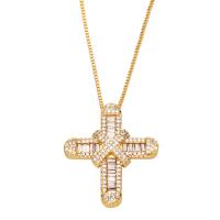 Cubic Zircon Micro Pave Brass Necklace, brass lobster clasp, micro pave cubic zirconia & for woman cm 