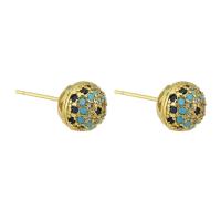 Boucles d'oreilles en laiton zircon cubique pavent, Placage de couleur d'or, bijoux de mode & pavé de micro zircon & pour femme, multicolore Vendu par paire