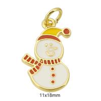 Enamel Brass Pendants, Snowman, gold color plated, Christmas Design & fashion jewelry & DIY, multi-colored Approx 3mm 