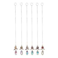 Hanging Ornaments, Crystal, with Iron & Zinc Alloy, Teardrop, plated, faceted 