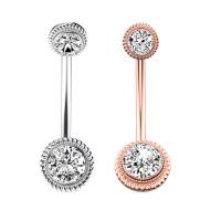 Stainless Steel Belly Ring, 304 Stainless Steel, with Cubic Zirconia & Brass, Round, Galvanic plating, Unisex & faceted 50-80mm 