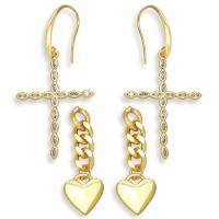 Brass Drop Earring, gold color plated & micro pave cubic zirconia & for woman, golden  