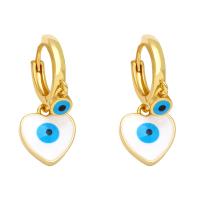 Evil Eye Earrings, Brass, gold color plated & for woman & enamel, golden  