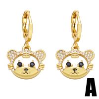 Huggie Hoop Drop Earring, laiton, Placage de couleur d'or, styles différents pour le choix & pavé de micro zircon & pour femme, doré, Vendu par paire