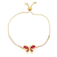 Cubic Zirconia Micro Pave Brass Bracelet, Butterfly, gold color plated, micro pave cubic zirconia & for woman .45 Inch 