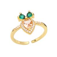 Cubic Zirconia Micro Pave Brass Finger Ring, gold color plated & micro pave cubic zirconia & for woman, mixed colors, 15mm 