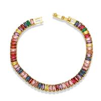 Cubic Zirconia Micro Pave Brass Bracelet, gold color plated, micro pave cubic zirconia & for woman .5 Inch 