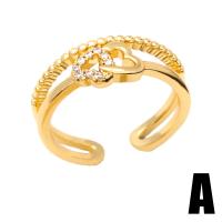 Cubic Zirconia Micro Pave Brass Finger Ring, gold color plated & micro pave cubic zirconia & for woman, golden, 8mm 
