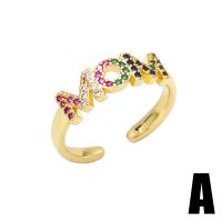 Cubic Zirconia Micro Pave Brass Finger Ring, gold color plated & micro pave cubic zirconia & for woman, 13mm 