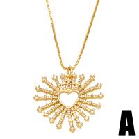 Cubic Zircon Micro Pave Brass Necklace, with 1.97 extender chain, Heart, gold color plated & micro pave cubic zirconia & for woman .9 Inch 