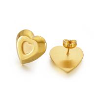 Edelstahl Stud Ohrring, 304 Edelstahl, Herz, Modeschmuck & unisex, goldfarben, 17x16mm, verkauft von Paar