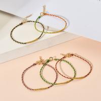 Nylon Cord Bracelets, with 304 Stainless Steel, Round, gold color plated, Adjustable & fashion jewelry & for woman cm 