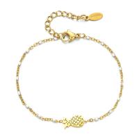 Stainless Steel Charm Bracelet, 304 Stainless Steel, Pineapple, gold color plated, Adjustable & fashion jewelry & for woman & enamel cm 