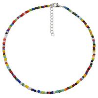 Glass Seed Beads Necklace, Seedbead, with Zinc Alloy, with 5cm extender chain, Round, handmade, fashion jewelry & for woman cm 
