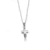 Cubic Zirconia Stainless Steel Necklace, 304 Stainless Steel, Cross, plated, fashion jewelry & micro pave cubic zirconia cm 