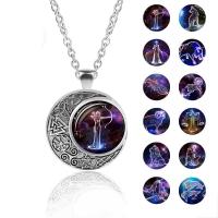 Time Gem Jewelry Necklace, Zinc Alloy, with Glass, with 5cm extender chain, Round, silver color plated, fashion jewelry & Unisex & epoxy gel cm 