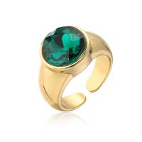 Zirkonia Messing Finger Ring, goldfarben plattiert, Einstellbar & Micro pave Zirkonia & für Frau, keine, 18mm, verkauft von PC