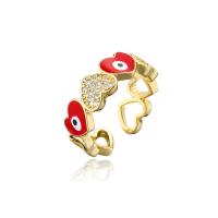 Evil Eye Jewelry Finger Ring, Brass, gold color plated, micro pave cubic zirconia & for woman & enamel 18mm 